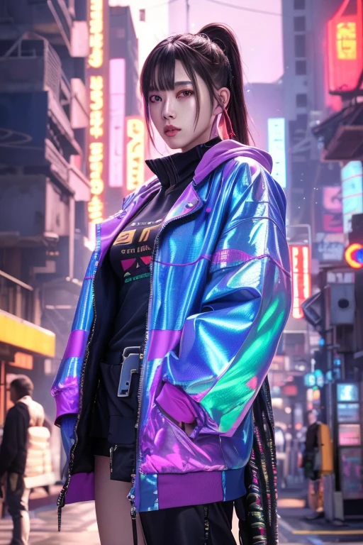 Digital Cyberpunk Art、highest quality、Ultra-high quality CG Unity 8K、Cyberpunk Tropical fashion、Shiny metallic