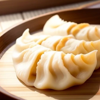These dumplings are made by thinly rolling out wheat flour dough into semicircular shapes.、Gyoza with grilled edges、