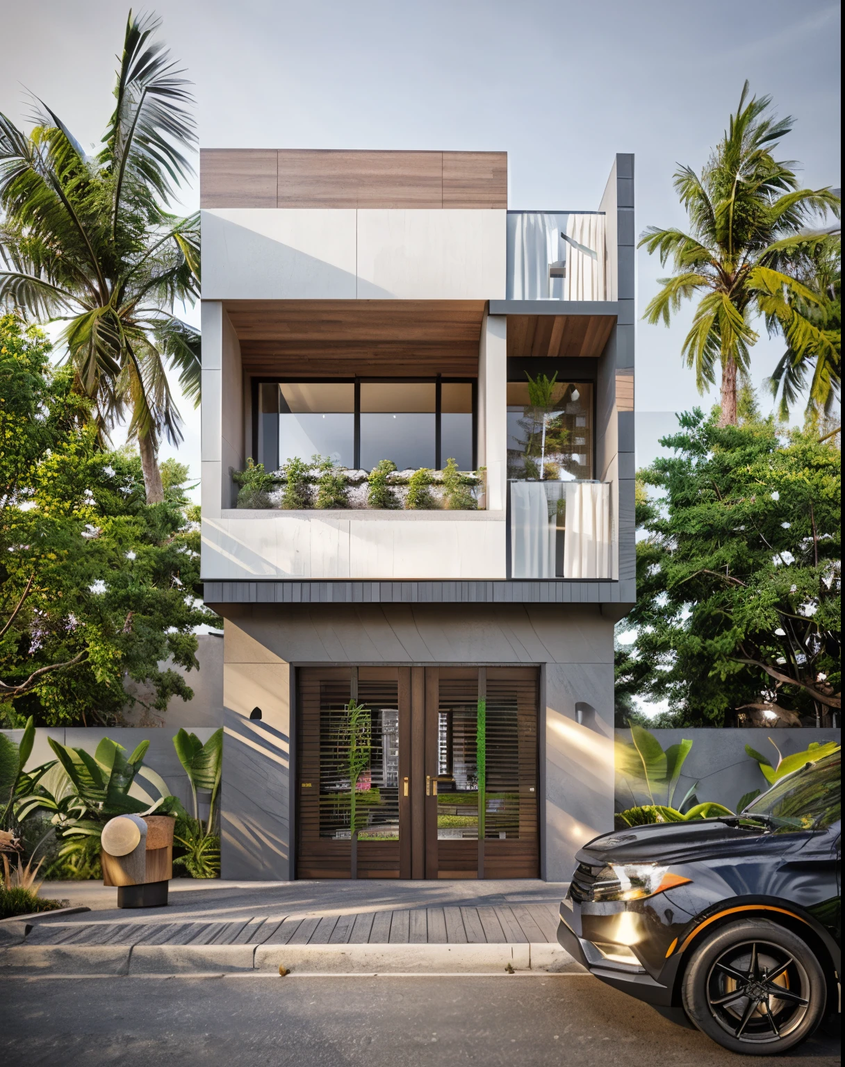 villa moderne,Nuit, Realistic, Outside, sunlight, maison, Photo brute, 8k euh, DSLR, (highly detailed skin:1.3), soft lighting, ultra quality, Grains de films, Fujifilm XT3, image nette, Best quality, authentique, High quality,