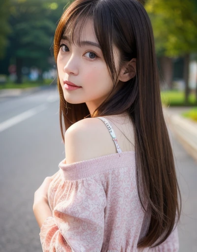 highest quality, Face Focus, Soft Light, Ultra-high resolution, (Realistic:1.4), RAW Photos,
1 Japanese girl, alone, cute,Beautiful face in every detail, (Small Box),(High resolution detail of human skin texture),
(Long Hair),
Outdoor,Damask shirt dress back view,