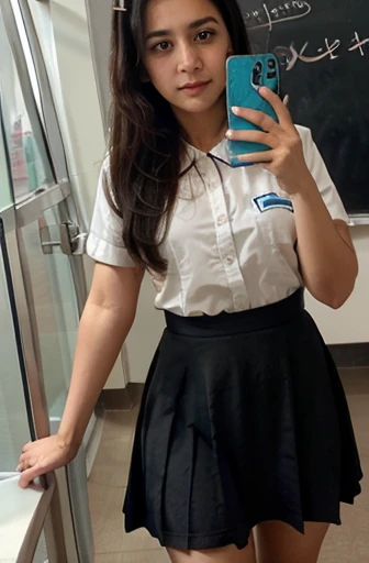 (((selfie))), average Saudi girl, school dress, pussy visible