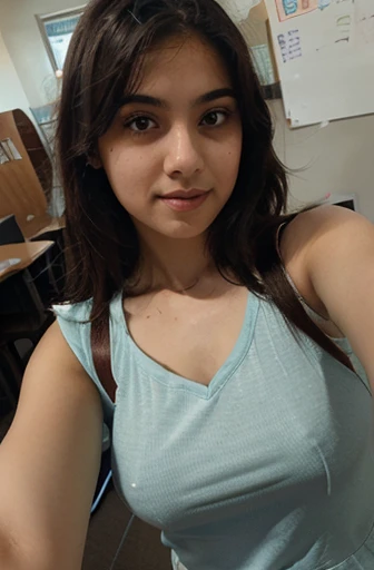 (((body selfie))), average Saudi girl, school dress, pussy visible