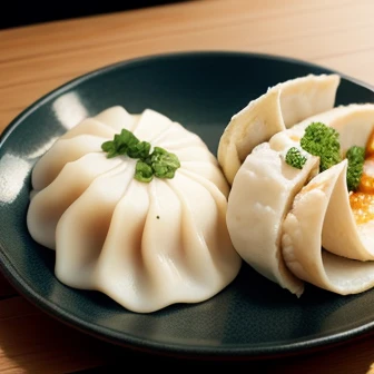 These dumplings are made from wheat flour dough rolled out thinly and shaped into semicircular shapes.、Gyoza dumplings with grilled surface、