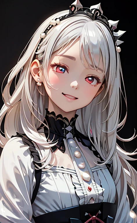 (Photorealistic:1.4)、asuna,(masterpiece、lens flare:1.5、spot light:1.2、Exquisite beautiful eyeonochrome:1.5,portlate、)(little devil:1.3),()
、Cute Face、 3D Face、(pearl white hair:1.5)、(wavy hair:1.3),(1 Girl)、(Red eyes:1.2)、(upper body)、(happy:1.5)、(head tilt) ,(Cute face:1.2),(flat chest),(half closed eyes:1.3),kind face,(white lace frilled gothic lolita),(black background:1.5)、(glowing eyes:1.3)、(little crown:1.3)、 Neat and clean、Adorable、Slim Body(Tareme:1.5),Shiny Hair、(Glowing pink Skin)、Nijisketch,Manga,beautifuljapanesewoman