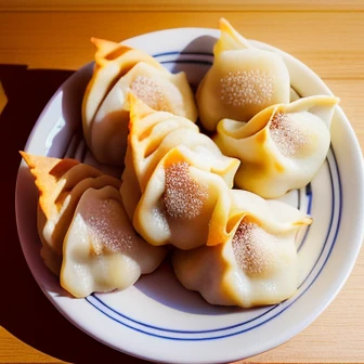 Roll out the wheat flour dough thinly(Semicircular shape)These are gyoza dumplings.、Gyoza with grilled edges、