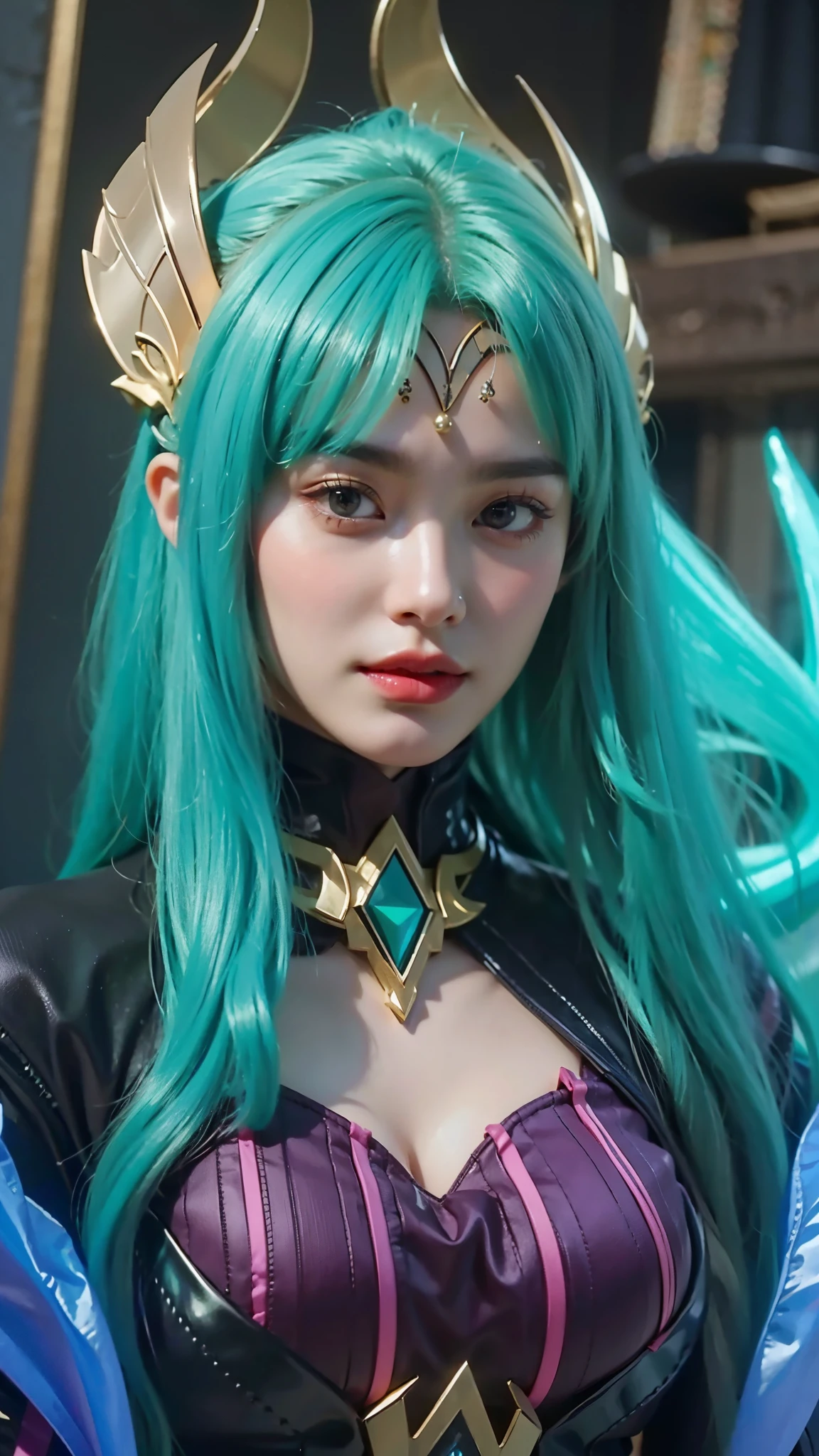 a close up of a girl(vexana) , green hair , big booobs , shadowbringers cinematic, 4 k detail fantasy, a beautiful fantasy empress, game cg, xianxia fantasy, xianxia hero, 2. 5 d cgi anime fantasy artwork, cinematic goddess close shot, ruan jia and artgerm, wow 4 k detail fantasy, hyperdetailed fantasy character