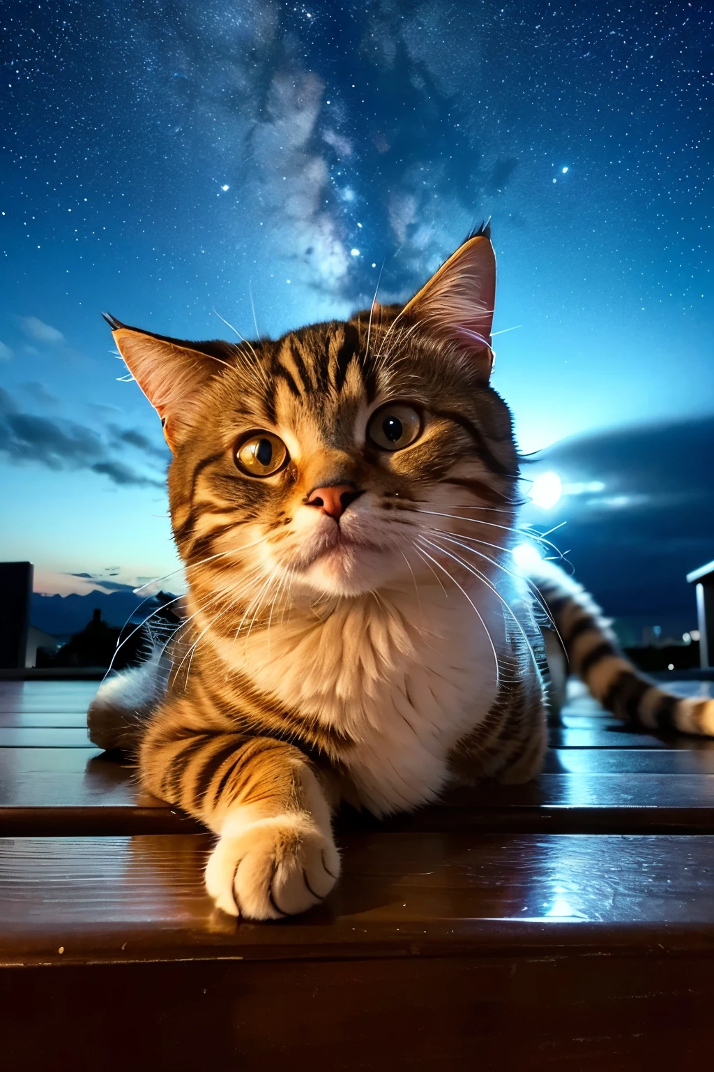 ((high quality)), ((masterpiece)), (detailed), cute,Cat,Night view,Stylish