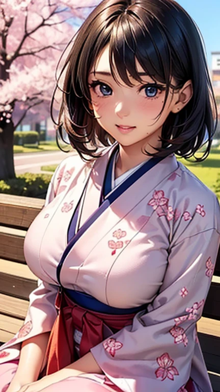 A girl is posing for a photo,pretty girl,Enchanting girl,Anime Girls,
(((One Girl,Baby Face,))),
(Pink floral pattern two-sleeve,Navy blue lantern hakama),
BREAK
(Beautiful Hair,Shiny Hair),(Black Hair、Very short hair),
(Expression of fine eyes,Beautiful and delicate eyes,Sparkling eyes,Eye Reflexes),(black eye),
double eyelid,Long eyelashes,
(Beautiful Nose,Thin Nose),
(Glossy lips,Beautiful Lips,Thick lips),
(Symmetrical facial features,Perfect Face),(((Detailed skin,Oily skin,Textured skin,Beautiful Skin))),
break
(smile),
(noon、(garden、cherry blossoms)),((Sit on a bench、whole body:1.4)),
break
(((highest quality)),((masterpiece)),(Very detailed),(High resolution),(Beautiful sparkle),(High detail),(Anatomically correct)),((Realistic)),
(The best CG),Highly detailed art,CG illustration,(16k,1080p),((Line art)),