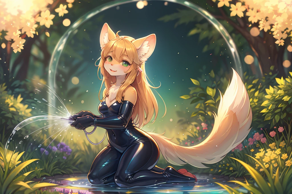 Highest quality, Highest quality, High quality illustrations, masterpiece, Ultra-high resolution, Detailed Background, honeycomb, in the forest, Absurd, Perfect Anatomy, performance, Good lighting, Shadows in the movies(kemono, Furry PersonifiCation), Cat, bee, Rubber suit, Honey Latex, Honey Lotion, neon, neonカラー, cyber punk, beeのコスチューム, beeのコスプレ, ゴム製のbeeのしっぽ, beeの羽, enamel, Honey Pool, Honey Lotionを浴びている, bee蜜のスライムで覆われた, Kneeling, Tattoo, High heels, Dynamic Angle