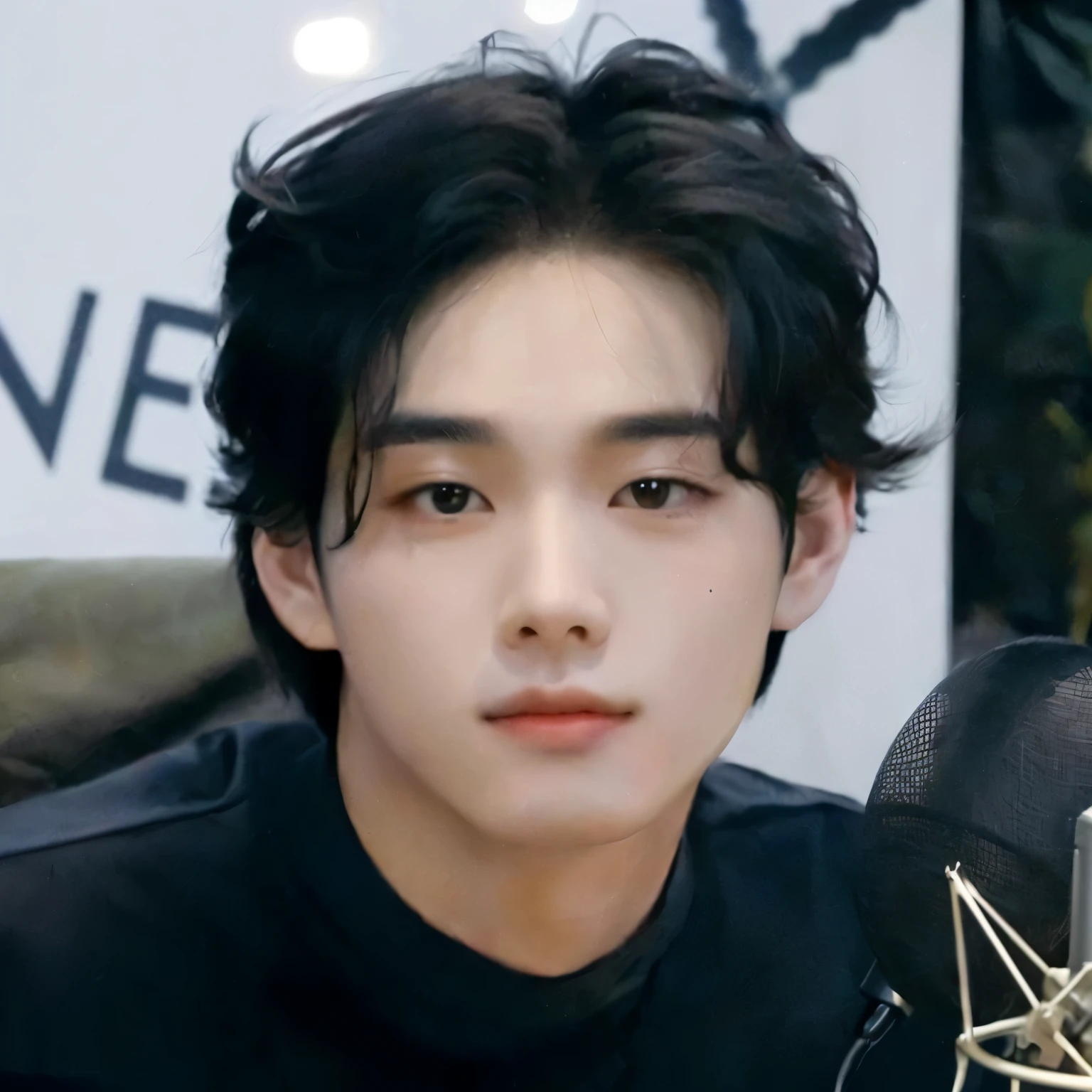 There's a man who's sitting in front of a microphone, cai xukun, jinyoung shin, yanjun chengt, young pale angel, 1 7-year-old boy with a thin face, kim doyoung, hyung tae, jungkook, kim taejin, pale korean adorable face, inspirado en jeonseok lee, Jung Jaehyun, artista coreano, hermoso rostro