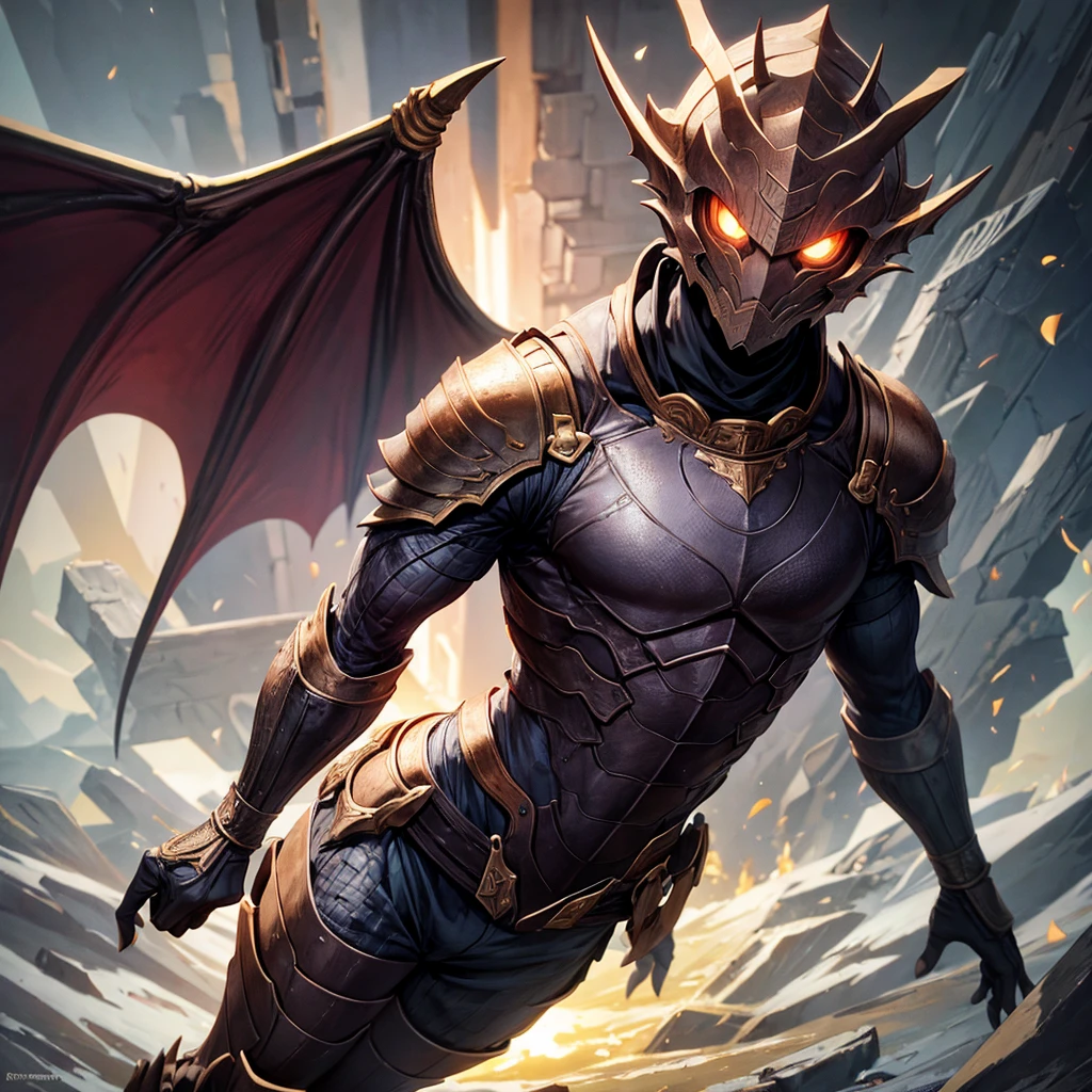 Square character with eyes dressed in dragon armor