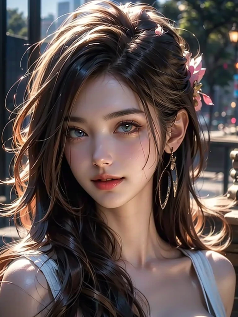 a beautiful woman, detailed face, beautiful detailed eyes, beautiful detailed lips, long flowing hair, dynamic movement, nice warm smile, (best quality,4k,8k,highres,masterpiece:1.2),ultra-detailed,(realistic,photorealistic,photo-realistic:1.37),portrait,vibrant colors,natural lighting,warm tones,dynamic pose,detailed facial features,soft skin,elegant、Mimicking a cat movements