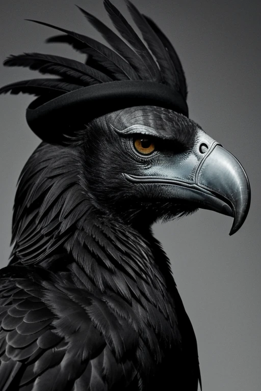 Create a animal vulture, black and white ULTRA cartoon-style drawing featuring a animal vulture smoking a vape, with anime-style lines and details. The vulture should be wearing a stylish hat, adding to its enigmatic appearance. The smoke from the vape should be depicted in an artistic and fluid manner, blending seamlessly with the monochromatic background. The overall atmosphere of the image should be surreal and intriguing, focusing on the unique details of the vulture, the hat, and the vapor. Include a logo in the image that reads 'Pods Osasco' in a complementary style.