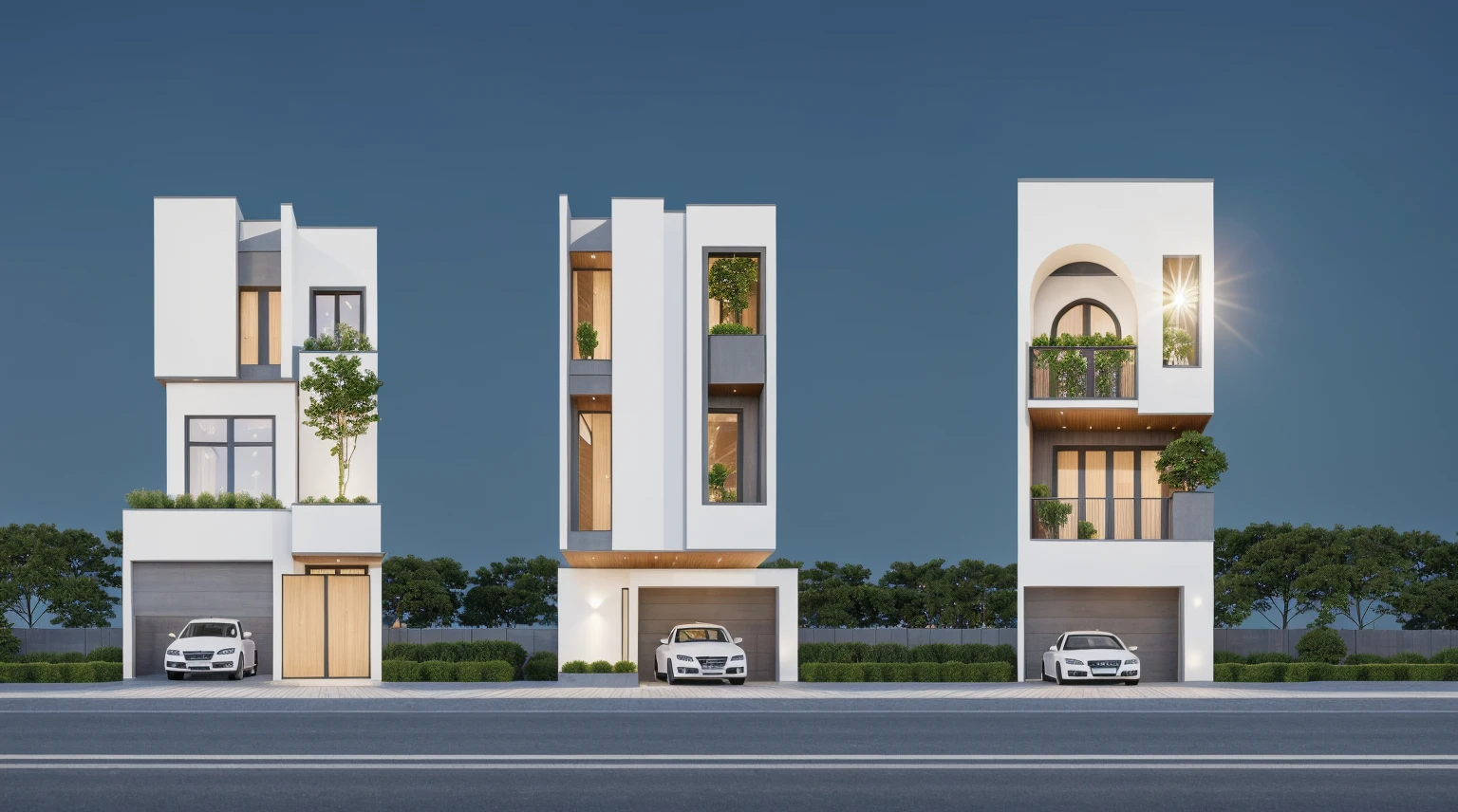 PLATFORM KTHOUSE, 1 morden villa, slope roof, main material of villa about build color wall:1.2 glass panel:1.1 and stone:1.2, 1large yard, 1 road runs in front of the house, (RAW photo, real, best quality, masterpiece:1.2), look morden minimalist, 1 road in front of the house, dynamic lighting:1.3, (hyper realistic, photo-realistic:1.2), high quality, (dark lighting:1.2), perfect lighting, archdaily, no human, light at 12 noon, light in door:1.2