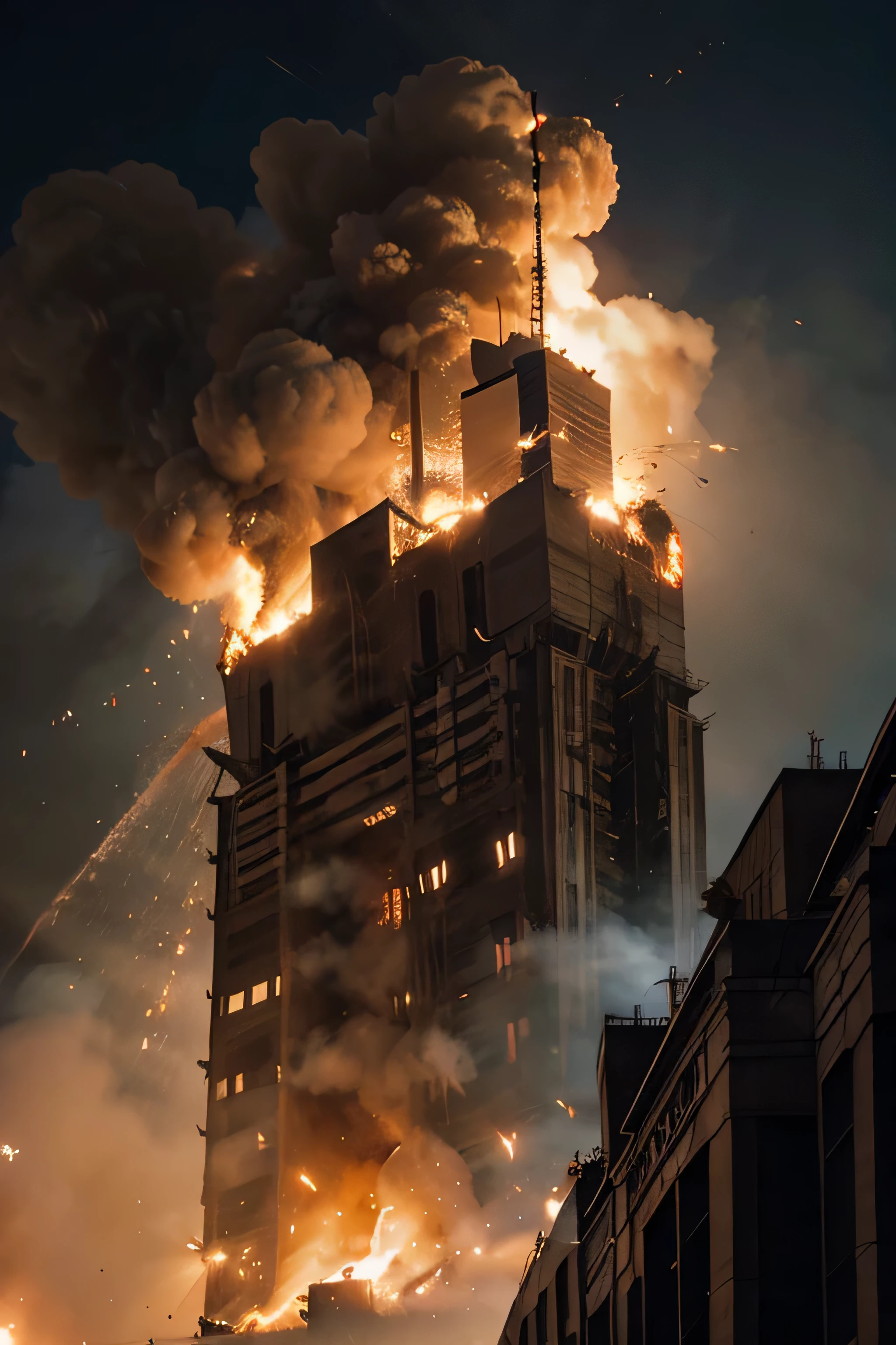 Kool aid man hitting the twin tower as the tower explodes 
