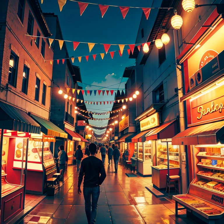 Mexican arcade at night