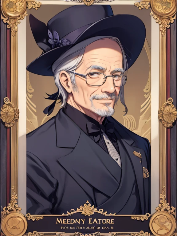 highest quality、Elderly man、gentleman、gentleman、Inside a magnificent European mansion、glasses、Monocle、Dandy、Smiling、