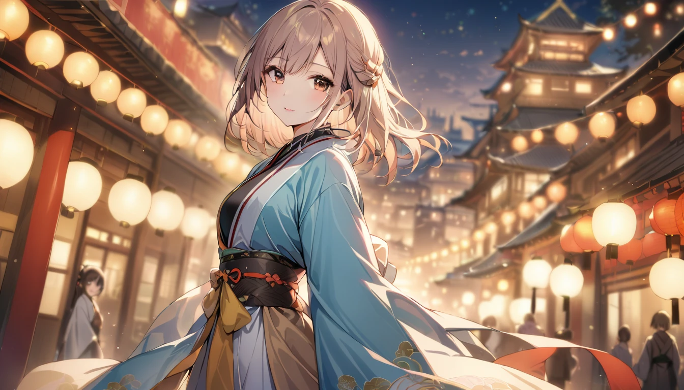 masterpiece,best quality,city,1girl,looking at viewer,bokeh,hanfu