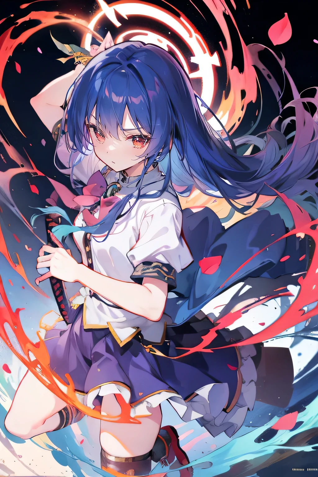 Anime girl holding a sword in the fire, Anime epic artwork, 4k Anime Wallpaper, Anime Art Wallpaper 4K, Anime Art Wallpaper 4k, Anime Wallpaper 4k, anime art wallpaper 8 k, Anime Wallpaper 4 k, Bad guy anime 8k, Anime Wallpaper, Anime Wallpaper, hd Anime Wallpaper, Anime style 4k, 4k comics wallpaper,sunrise,Petals fall.