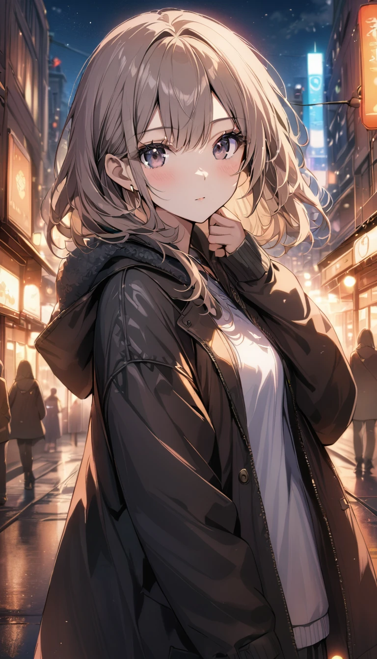 masterpiece,best quality,city,1girl,looking at viewer,bokeh