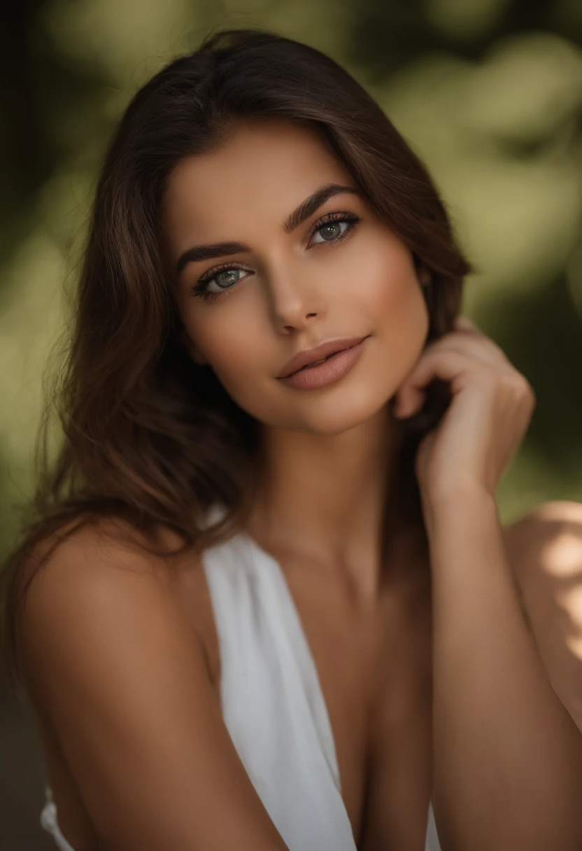 cropped woman with white tank top and necklace, girl of brazilian origin, fille sexy aux yeux verts, Portrait de Sophie Mudd, cheveux bruns et grands yeux, selfie d'une jeune femme, Yeux de chambre, violette myers, sans maquillage, maquillage naturel, regarder directement la caméra, visage avec artgram, maquillage subtil, stunning Tout le corps shot, yeux verts perçants, bel angle, pose attrayante, Jolie fille, pose sexy, Tout le corps picture, Tout le corps, Tout le corps shoot, Brown Goddess, high detail, pose satisfaite, pantalon en cuir . Seins nue.