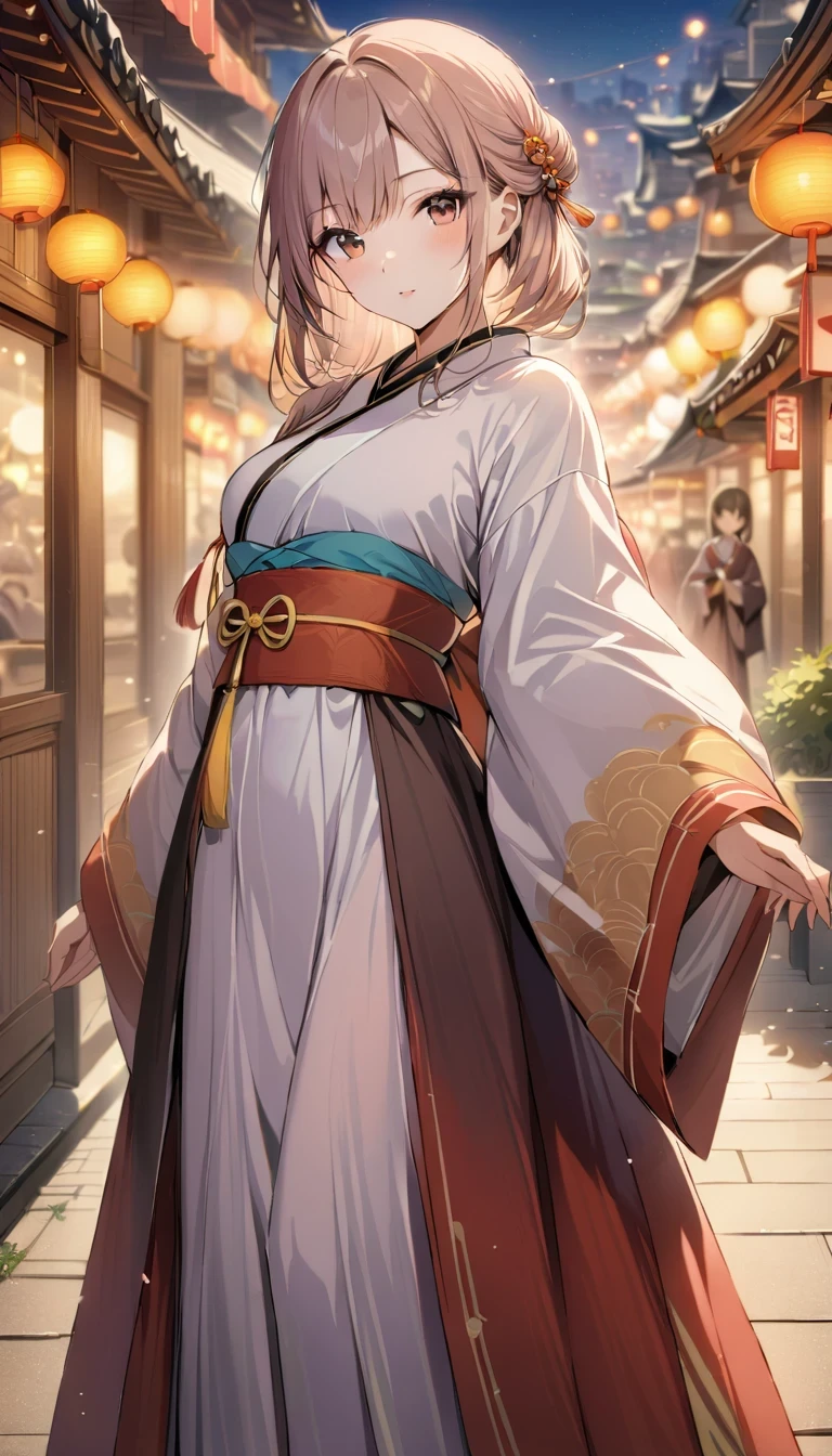masterpiece,best quality,city,1girl,looking at viewer,bokeh,hanfu