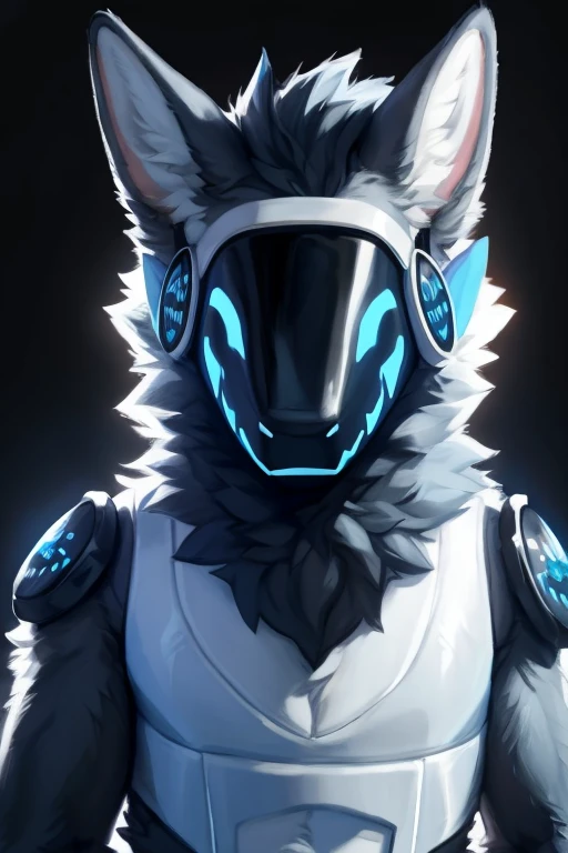 ,(( Light blue and white fur for body protogen with a black chest plate) ) ,  looking at viewer , big chest , day, , sensual, detailed, uploaded to e621, beautiful and detailed portrait of an anthropomorphic , (((male))) uploaded to e621, zaush, foxovh, movie lighting, thicc, alone, detailed, 8k res, hires, detailed eyes, good anatomy, good perspective, towards viewer, by bebebebebe, by sicklyhypnos, by gerkk, by orf, nice hands, perfect hands, happy, romantic, ray tracing lighting, rtx on, By Bebebebebe, by SpiritD, by KOBITOWANI, best quality, masterpiece, perfect anatomy, detailed picture)), 1femboy, with a very black background