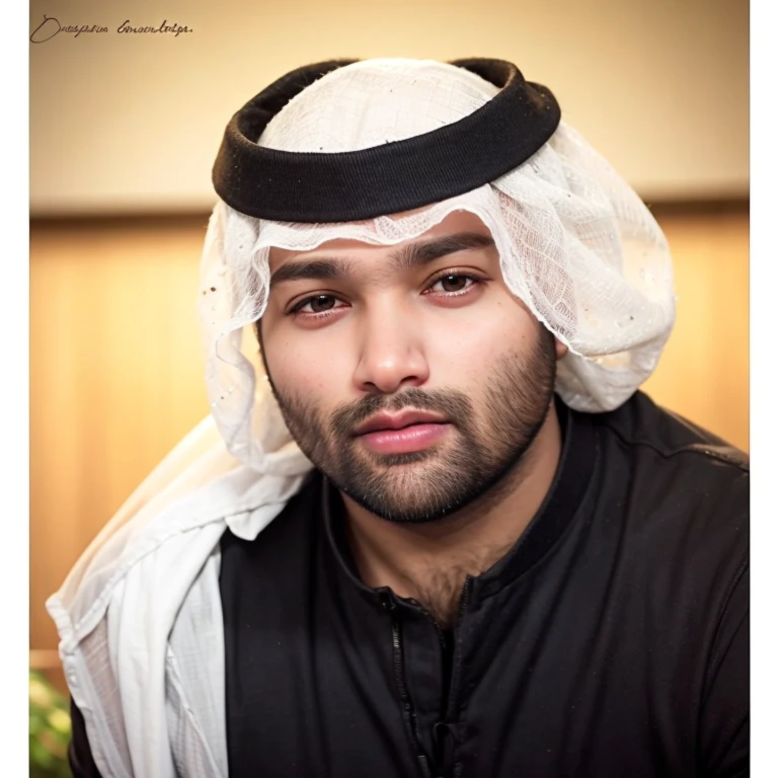 A beautiful young bearded man with highly detailed skin.