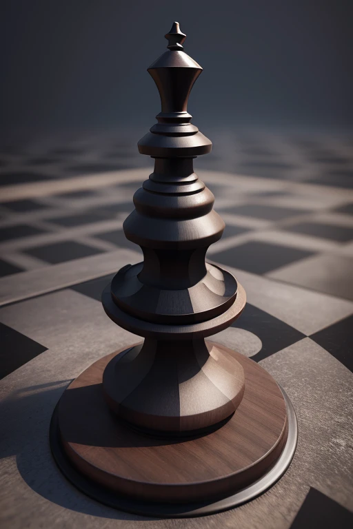 3D black queen chess piece on chess board