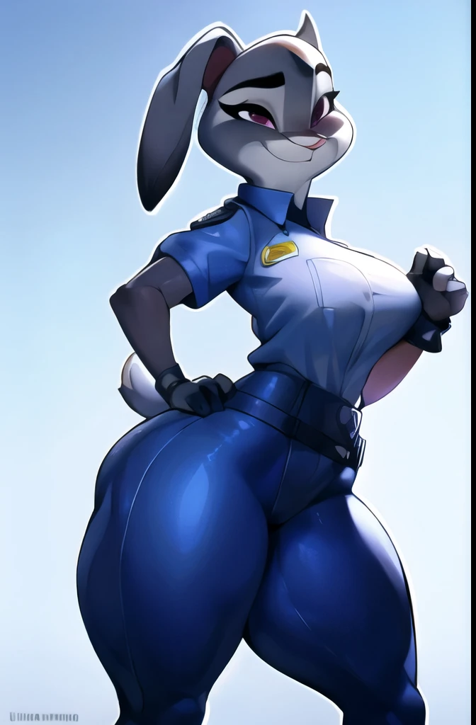 mejor calidad, obra maestra, solo, 1 chica, judyhopps, uniforme de policia,