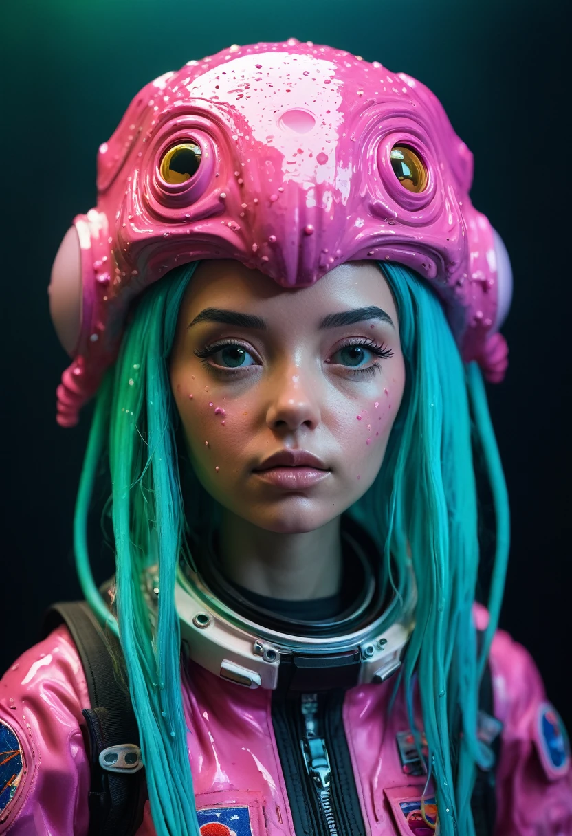 8K, ARTISTIC photogrAphy, best quAlity, mAsterpiece: 1.2), A (potrAit:1.2) Don Bluth Style ASTRONAUT Cthulhu pink Toon Doll, full body RAW candid cinema, cyan hair, 16mm, color graded portra 400 film, remarkable color, ultra realistic, sad admosphere, dark lighting, oppressive atmosphere, depressive colors, kodak portra 400, photograph,r, Natural Light, Pinhead lighgts, blur reflection, Brush Strokes, Smooth, abstract, Splatter, Oil On Canvas, rainbow colors, fractal isometrics details bioluminescens : a stunning realistic photograph of wet bone structure, 3d render, octane render, intricately detailed, titanium decorative headdress, cinematic, trending on artstation | Isometric | Centered