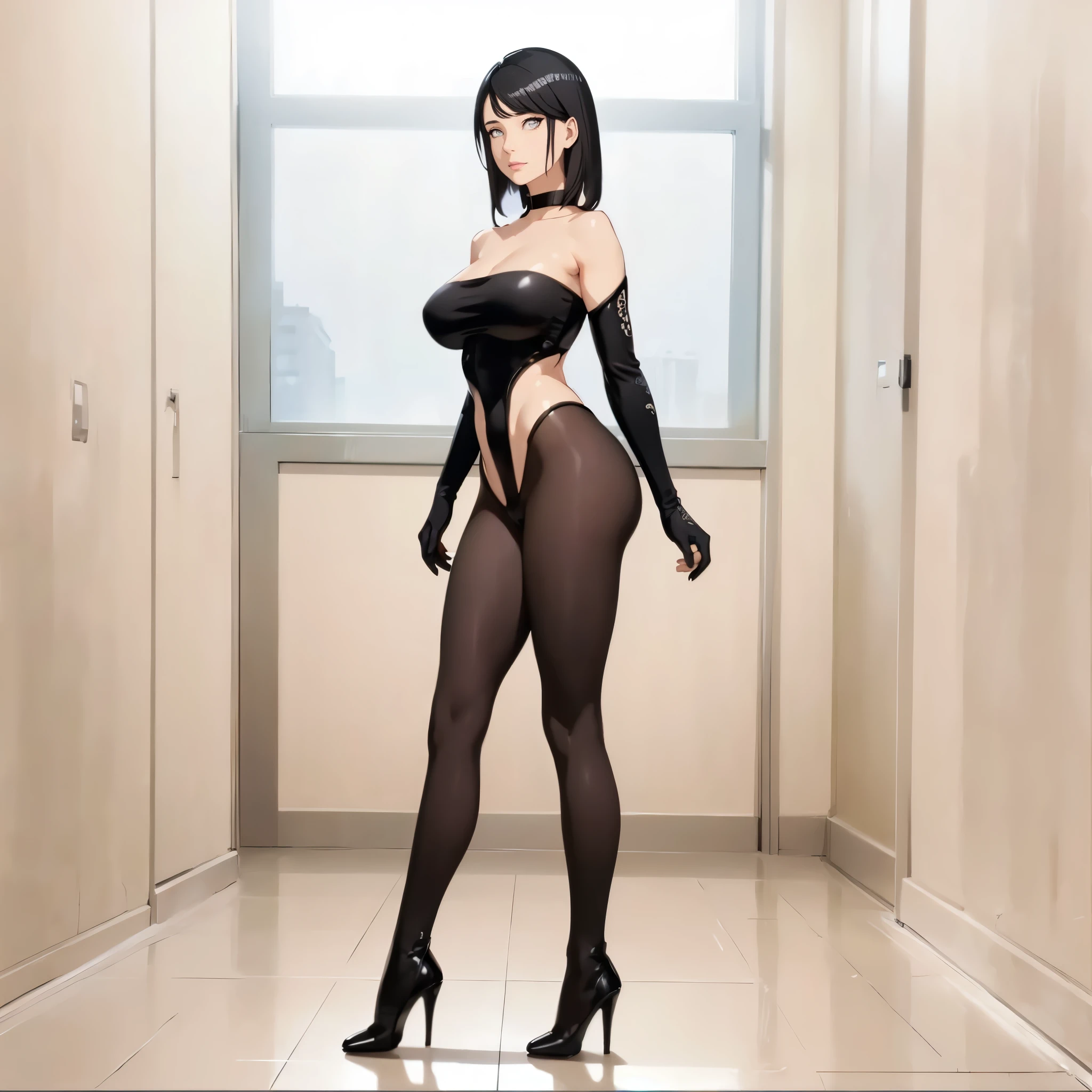 ((1girl, solo, full body, from side)), ((standing)), (perfect anatomy, perfect hands, perfect legs), beautiful body, natural proportions BREAK
extremely detailed face, (beautiful detailed eyes:1.6), (realistic pupils, realistic iris:1), expressive eyes, looking at viewer, (hyperrealistic:1), (detailed skin texture:1.2), smooth skin, (black hair:1.5), (white eyes:1.3), (short hair:1.5), ((mature female)) BREAK
(skin tight:1.4), (black outfit:1.5) BREAK
(masterpiece:1.2), best quality, high resolution, (highly detailed shading), (realistic lighting:1.2), anime-style, perfect lighting, bright lighting, vibrant colors, dynamic tones, striking hues, 8k, absurd resolution, perfect shadows, hdr, UHD, ambient lighting, realistic, ultra-realistic, photo realistic, highly detailed, rich detail, luminous colors, fine texture, intricate design, professional illustration, (soft light), (illustration:0.8)