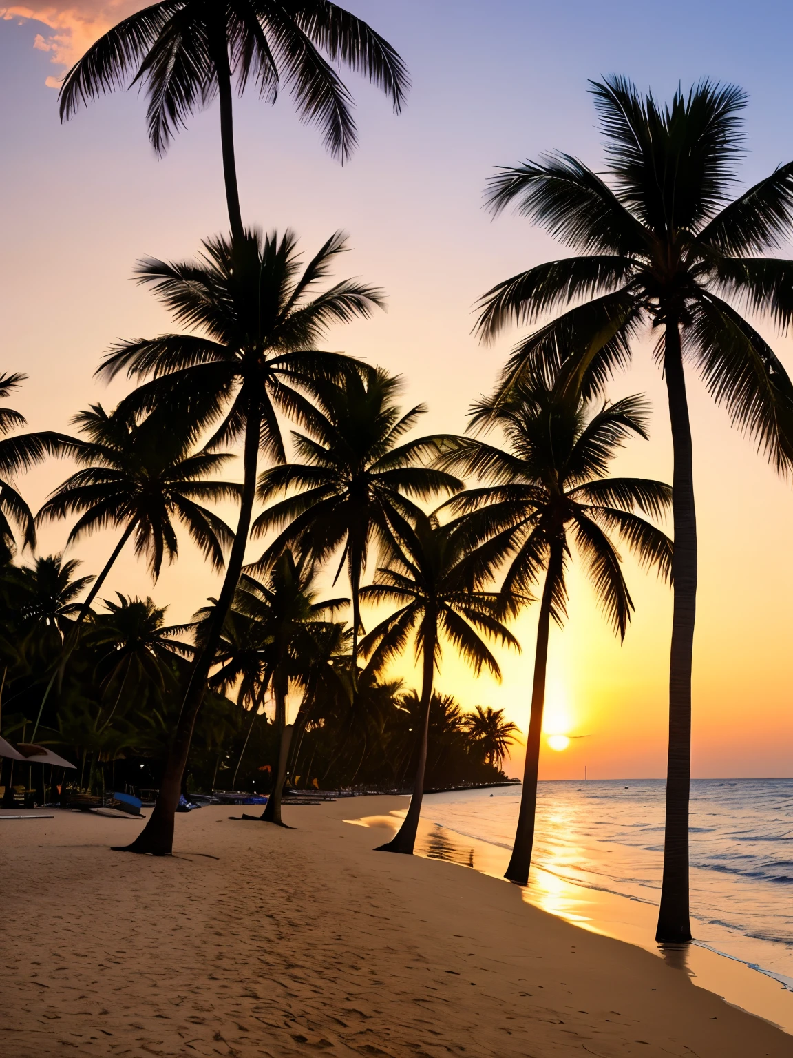 arafed view of a beach with palm trees and a sunset, palm trees, with palm trees in the back, palm trees in the background, palmtrees, palm trees james gurney, palms, tropical palms, tropical trees, beautiful magical palm beach, tropical atmosphere, tropical vibe, coconut trees, tropics, tropical paradise, palm trees on the beach