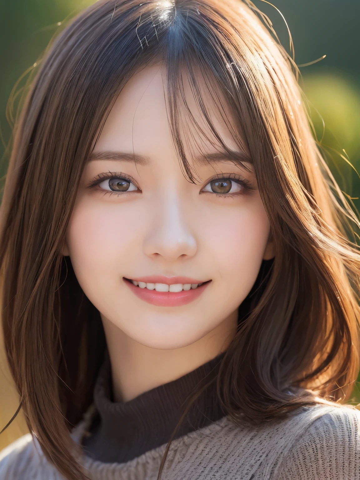 masutepiece, Best Quality, Illustration, Ultra-detailed, finely detail, hight resolution, 8K Wallpaper, Perfect dynamic composition, Beautiful detailed eyes, doress,Medium Hair, Big are visible, Natural Color Lip, Random and sexy poses,Smile,20 years girl