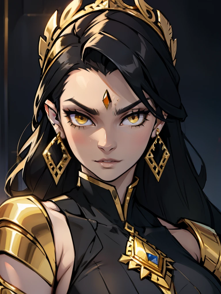 earrings jewelry luxurious fancy gold earrings jewelry luxurious fancy gold black hair yellow eyes pale skin woman seductive expression seductive expression