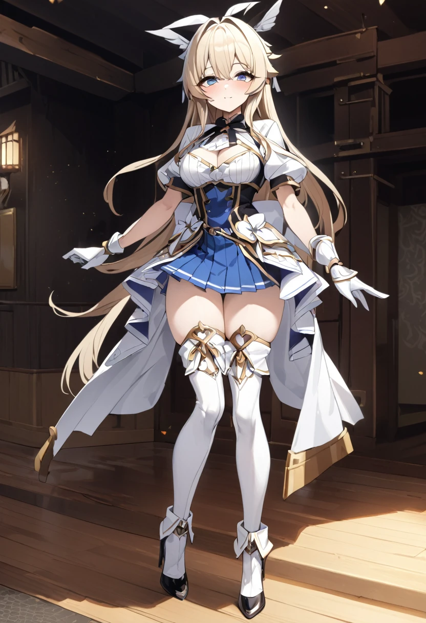The perfect Magia Sulfa costume, Idols cosplaying as Magia Sulfa, masterpiece、1 beautiful girl、Fine Eyes、Puffy eyes、highest quality, 超High resolution, (reality: 1.4),Japanese、so beautiful、Beautiful Skin、Full Body Shot、(超reality的な)、(High resolution)、(8k)、(Very detailed)、(美しくFine Eyes)、(Very detailed)、Pleated skirt、Thigh-high socks、High cut boots High heels、Bridal Gauntlet、Gloves、