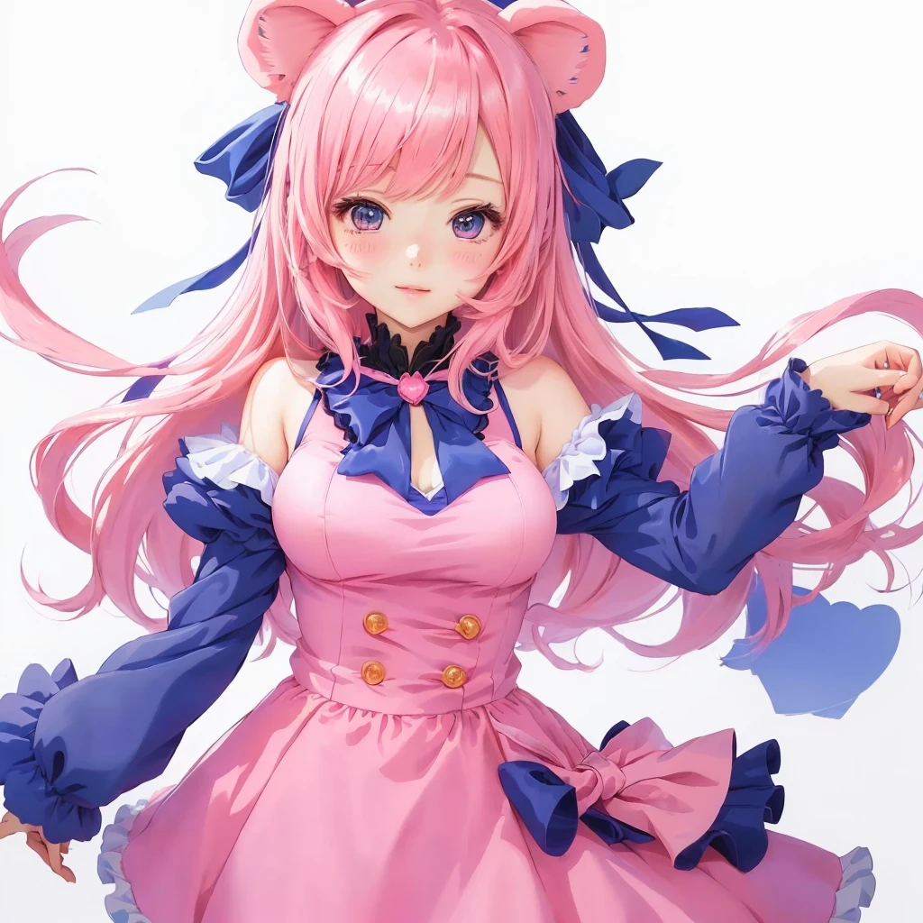 Anime Girls in pink dress with blue bow and pink hair, Anime Moe Art Style, Anime Girls named lucy, Cute anime waifu in a nice dress, Anime Best Girl, marin kitagawa fanart, (Anime Girls), zerochan art, Cute girl anime visuals, pretty Anime Girls, cute Anime Girls,  In a dress, Very Beautiful Anime Cat Girl