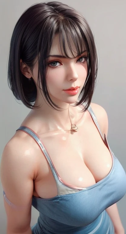 (Skin Texture:1.5),(darkskinned:1.5),(Inner hair color、A sexy gal with a buzz cut hairstyle shows off her breasts and seduces:1.5)、(cum on chest),(Nasty eyes:1.5),(lewd ecstatic expression:1.3)、(makeup),(mascara)、(eyeshadows),Random Accessories、Blonde random buzz cut hairstyle