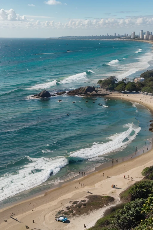 crie uma rodovia a beira mar, asfatada lembrando as rodovias de nova york, um sol brilhante, nas lateais um mar azul lindo, calmo e prais maravilhosas, e uma jovem linda pedindo uma carona