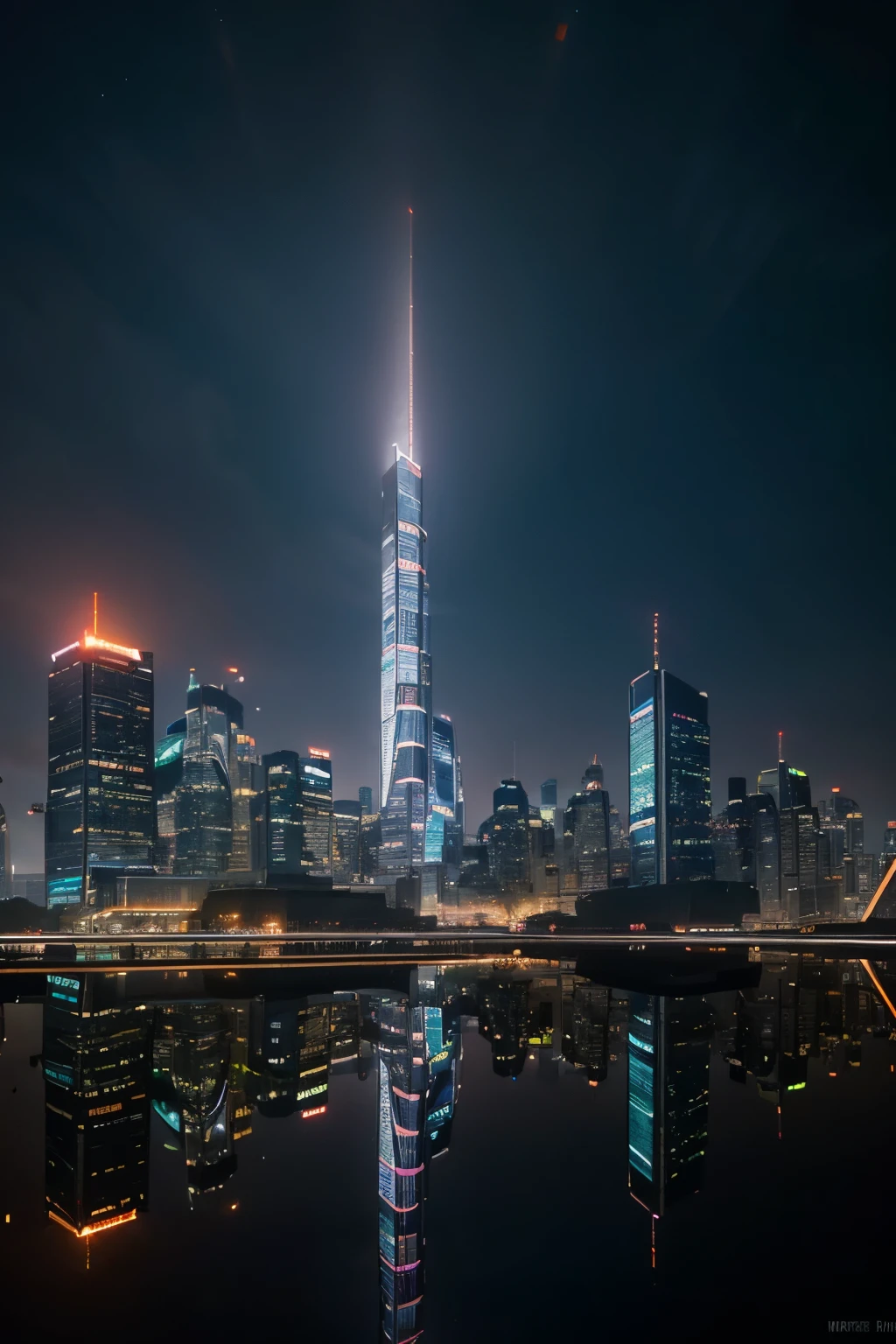 A futuristic cityscape at dusk, with towering skyscrapers made of glass and metal, their lights reflecting off the surrounding buildings. The sky is a vibrant mix of purples and oranges as the sun sets, casting a surreal glow over the city. Flying cars and drones zip through the air, leaving light trails behind them. In the foreground, a bustling street market filled with neon signs and holographic advertisements showcases a diverse crowd of people in futuristic attire. The scene should be highly detailed, with intricate architecture, vibrant colors, and dynamic lighting. The overall atmosphere is lively and bustling, capturing the essence of a technologically advanced metropolis.