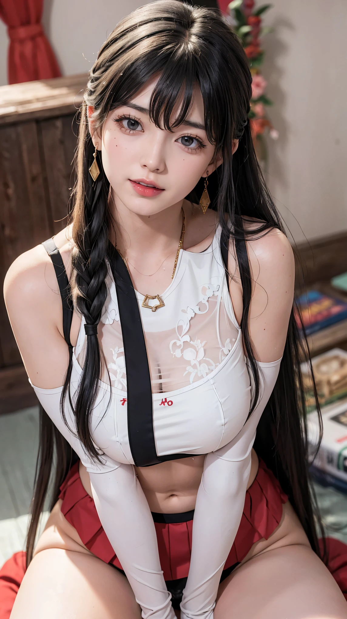 Black Hair,(long hair),black eyes, (发Light的眼睛),(White:1.2),,,pleasure,charming的面部表情,Aheiyan,charming,blush,Shy,surprise,panic,Shy,shame,disgust,dislike,(Medium bust),Quilt玩坏,Quilt,Wink at someone,Ah heyyan,comfortable,call,open mouth,Slobber,,Fair and rosy skin,ruddy complexion,Sweat,wet,color,one person,The students fell to the ground crying,Duck sits,dissatisfied,,petting,sexual pleasure,Endure pleasure,leave,charming的表情,(The students fell to the ground cryingDetailed description),(Duck sitsDetailed description正面),Detailed description,bust(masterpiece), (close up), (best quality), Very detailed, (close up) fine, beautiful, (close up), (A beautiful Girl), (collar, collar), (Delicate Pink Areola Nails:, (Delicate skin painting), (cheeky: 1.4), Top CG 品质 8k 壁纸, actual, master level, masterpiece, portrait, center, Watch the video, Beautiful Chinese-Korean mixed-race idol, (Ultra-fine description of faces and facial details), (blush), Bitten lip makeup, sweet smile, Perfect facial features, Red Eyes, Blind band+hair covering one eye, (Ruby nail). fat_ mons, Camel toe,"Top CG, best quality, masterpiece, Gentle beautiful girl, White skin, Perfect facial features, close up面部特征, Bright Eyes, red lips, Exquisite smile, Beautiful and heroic, necklace, Lace hollow collar, earrings, Black Hair, Shiny, Skin is transparent and visible, Red long coat, Clear plastic deep V-neck T-shirt lining, show breasts, close-up show breasts, Wear a mesh skirt, 4k picture quality, Urban Beauty, modern City, Lace cutout socks, realism, City, TRAIN STATION, Qixi Festival, permanent, stroll, motion capture, Shopping, Wide-angle lens, 左腿大腿蕾丝领带long hair, 精致Perfect facial features, Perfect face shape, Light makeup, Liu Yemei, beautiful big eyes, Clear colored eyes, Sweet eyes and eye bags, Long eyelashes, Small upturned nose, Moist and shiny lips, ((Slim, Golden Ratio Curve)), 容Light焕发的肌肤, (((top: Printing T-Frame)), ((Bottoms: Denim shorts, ((Footwear: sports shoes)), ((at the airport, Detailed description, In front of the airport counter, Everlasting)), For the audience, Double Shot, Highest precision, Precise and perfect human structure, masterpiece, Best image quality, higher quality, High Detail, Ultra-high resolution, 8k resolution, Ultra-fine details, Surreal photos, Pixel Perfect White Hair、Close-up of miss wearing white mask, Beautiful character painting, guweiz, Gurwitz-style artwork, White-haired god, author:Yang Jie, 史诗般beautiful人物艺术, Stunning character art, author:Fan Qi, by Wuzhun Shifan, pixiv Art Street Guviz, Single ponytail, insult, High Ponytail, Tall and big, Long legs, (sleeveless lace shirt), (shorts), (Striped )), ((Striped )), Walk, elegant, dignified, miss, beautiful曲线, sweet smile, Strong sense of detail and layering, color丰富绚丽, Has a unique texture, rich and colorful, color, vivid, Design Art, 16K, Super detailed, {{illustration}}, {Extremely refined}, {Exquisite surface treatment}, Super detailed, Delicate and shining eyes, {{Light}}, 极致Light效果, Model: realism, CFG size: 12, Laura: Bright texture (1.35), high quality, masterpiece, Exquisite facial features, Delicate hair depiction, Detailed description of the eyes, masterpiece, best quality, Light線追蹤, Extremely detailed CG unified 8k wallpaper, masterpiece, best quality, (1 girl), 完美miss身材, (((紧身WhiteT恤))), beautiful eyes, (Delicate face), Black short hair, Tie your hair up, Light blue hairpin, Black silk frame glasses, in class, (White skin), (Optimal Lighting), (Super intricate details), 4k unity, (Super detailed CG), Showing off her white legs, , Hot Pants, shorts,