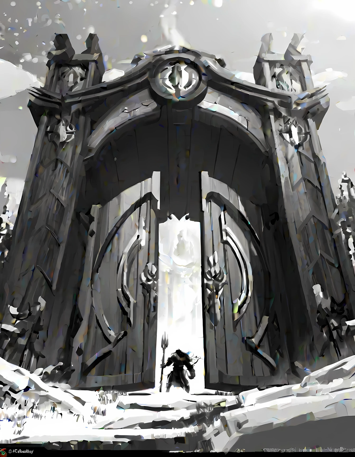 lor concept art, giant gates with massive wooden doors