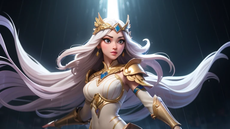 ((best quality)), ((masterpiece)), (detailed), Perfect face,, Perfect body,Perfect body,Wide angle composition,
Breasts of a woman in a golden transparent dress, University of Kili))),Slim waist,, long hair, 极其detailed细节,High-end real station, Heavy rain scene, detailed幻想艺术, Stunning character art, Beautiful and exquisite character art, Beautiful gold and silver armor, Very detailed, girl in shining armor, Exquisite headpieces and jewellery,crystal jewelry filigree, Galaxy, Stunning visuals, (Dynamic Stripes, light track:1.2), Vibrant colors,