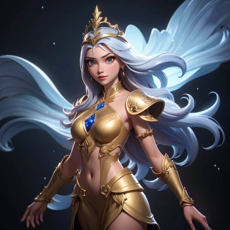 ((best quality)), ((masterpiece)), (detailed), Perfect face,, Perfect body,Perfect body,Wide angle composition,
Breasts of a woman in a golden transparent dress, University of Kili))),Slim waist,, long hair, 极其detailed细节,High-end real station, Heavy rain scene, detailed幻想艺术, Stunning character art, Beautiful and exquisite character art, Beautiful gold and silver armor, Very detailed, girl in shining armor, Exquisite headpieces and jewellery,crystal jewelry filigree, Galaxy, Stunning visuals, (Dynamic Stripes, light track:1.2), Vibrant colors,