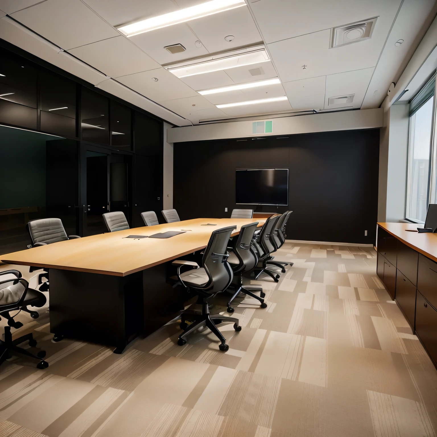 there is a large conference table with chairs in a large room, cubical meeting room office, office room interior, empty office, modern office, meeting room, offices, office ceiling panels, in a meeting room, office interior, office furniture, set inside of office, ready for a meeting, taken with sony a7r camera, huge office, commercial photograph