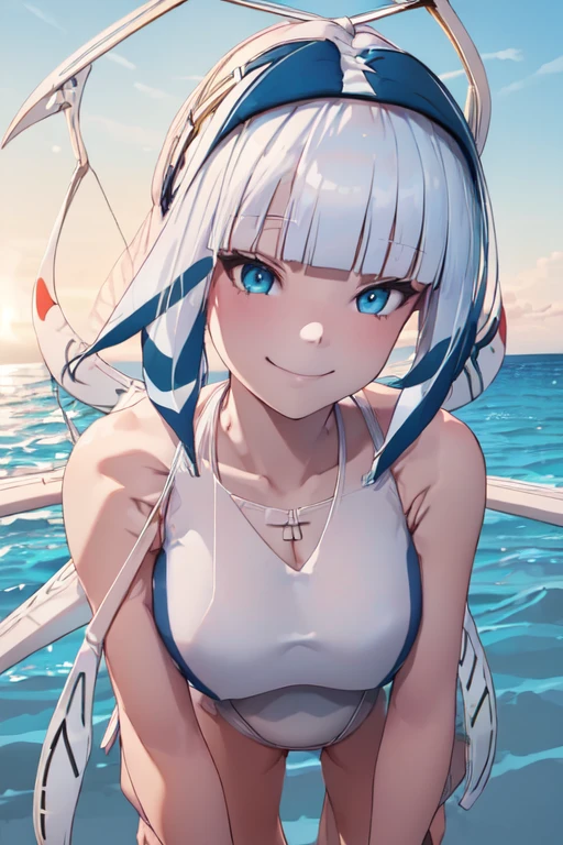 Cute model girl illustration, (Anime Style:1.2), Tabletop, highest quality, Ultra-detailed, 4K, Absurd, High resolution,(((Tabletop, highest quality)))((Tabletop:1.5)), (Best quality, 超A high resolution, 超High resolution, 4K:1.3),(((Perfect hands, Perfect Fingers, Perfect Legs))),1 Female, View Viewer ,Full Body Shot, 20-year-old, ((明るいblue eyes)),((Round eyes)), Sweat, White skin, (((skinny))), Sweat,((Shiny body, Shiny skin,)), (((Tabletop, highest quality)))((Tabletop:1.5)), (Best quality, 超A high resolution, 超High resolution, 4K:1.3), (((Blunt bangs:1.3))), (((Pink Bob Hair))), (((Blue inner hair:1.3))),(((Blue striped hair:1.3))), ((blue eyes)), ((White skin)),((((Shiny body, Shiny skin,)))), ((Shiny body, Shiny skin, Big Breasts)),(Huge boobs:1.2),Pause , Cute Girl Illustration, Anime Style, (High color contrast:1.2), Tabletop, highest quality, Ultra-detailed, Absurd, High resolution, break,
One Girl,Modeled. alone, (Early 20s, face:1.6), Intensive, Big green eyes,, Shining Eyes, ((Smiling with teeth showing:1.5)), ロングTwin tails, Medium chest, curve, ((Blue butterfly hair ornament)),break,
,Camouflage (White thin lewd halter),(Narrow inseam,Bare Belly:1.4), (((White slingshot swimsuit:1.6))),pachinko,ダイナミックなセクシーPause,Very low leg,Beaver, (zettai_ryouiki),(High leg shorts),break,
Outdoor, Sunset Beach, horizon, Beautiful sunset sky, Backlight, stop-motion, break,
(From below), (Chest close-up:1.4), Twin tails, break,