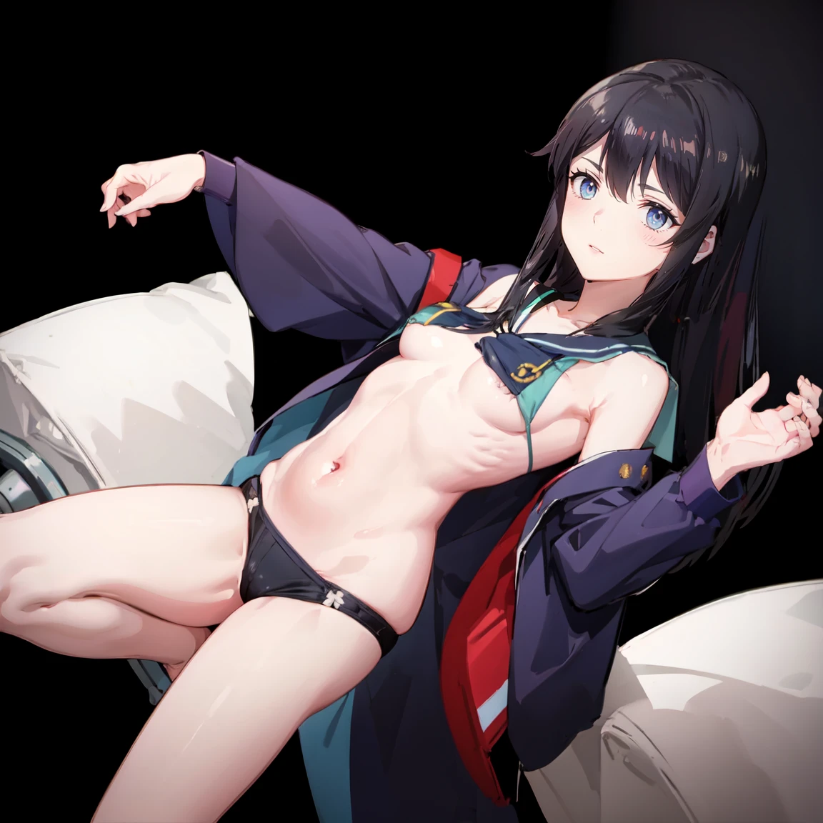 (( Fleet Collection、Kantai Collection、Yao、standing,multiple views、)),((Sailor suit、topless、breasts out,belly button、Bottomless))、woman,Full body photo, ((white background. White bed in a love hotel))) Best image quality, high quality, The background is clear,きれいなwoman, Japanese, detailed, detailed eyes, detailed skin, Beautiful Skin, 超High resolution, (reality: 1.4),とても美しいwoman, A little younger face, Beautiful Skin, thin, (Ultra-photorealism), (High resolution), (8k), (非常にdetailed) (Beautiful and detailed eyes), (非常にdetailed), (detailed face), Displaying the viewer, Fine details, detailed face, smile,Staring straight ahead, Staring straight ahead, Photo Real, Baby Face,Hairstyle: ponytail、short hair,Brown Hair、smile,(((Sailor suit、topless、breasts out,belly button、No underwear、Bottomless)))(Gaunt, Skinny,)(((Gaunt, flat chest, ,)))(,))hair over one eye, from below, (((Fleet Collection、Kantai Collection、Yao、standing,multiple views,)))