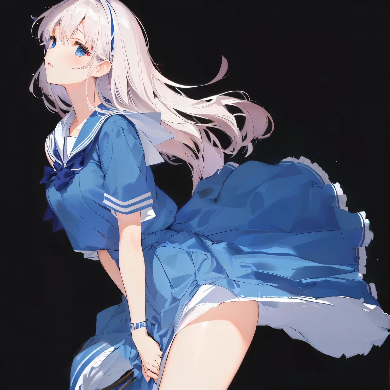 Navy Blue Skirt、Lined、