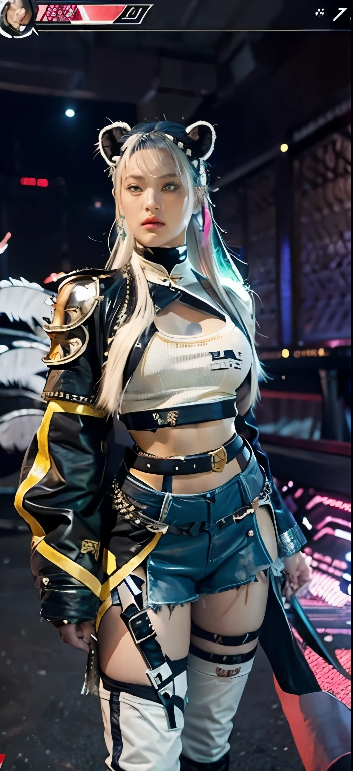 a close up of a person in a costume with a sword, as a character in tekken, female character, tifa lockhart with white hair, katana zero video game character, lunar themed attire, kda, slim body, cyborg - girl with silver hair, upper body avatar, fashion gameplay screenshot, fighting game character, new character, floralpunk elysian maiden, sigma female