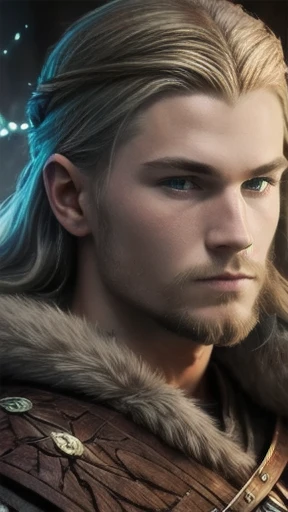 a young sorcerer viking focus on the face.